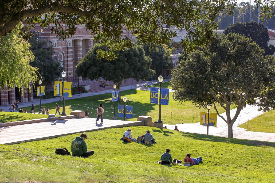 Students walking down Tongva Steps